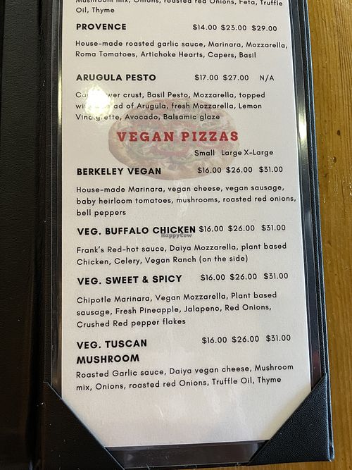Vegan Pizza Section  at OV Pizza and Pints in Oro Valley