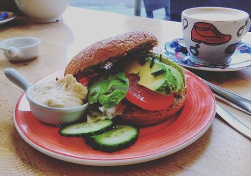 Avocado Bagel with hummus at Bagels & Beans - Hoogstraat in Rotterdam