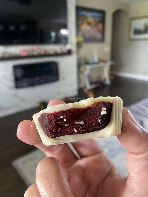 Red Velvet Vegan Cups in White Chocolate 🥰 Swooon  at Vegan Treats Bakery in Bethlehem