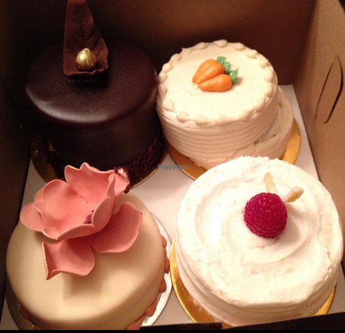 Chocolate Hazelnut Cream/ Carrot Cake/ Triple Berry Cheesecake/ Raspberry Lemon at Vegan Treats Bakery in Bethlehem
