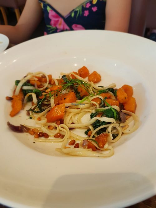 Spinach & Butternut Squash Linguine (not a full portion) at The Bear Cross in Bournemouth