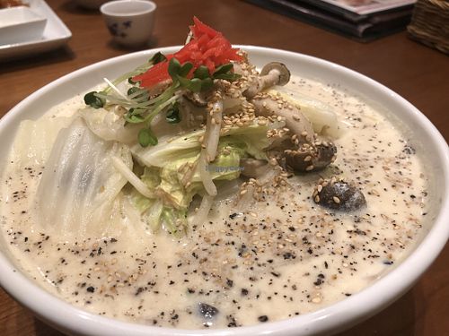 Soymilk Chanpo Ramen (soooo good) at Shojin Cafe Foi - Nishikuginukicho in Wakayama