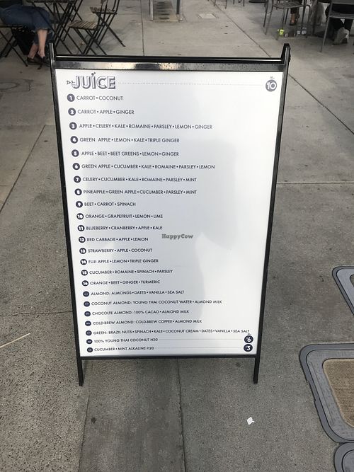 Menu at The Juice in Los Angeles