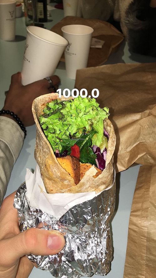 Smoked tofu wrap at Krowarzywa in Krakow