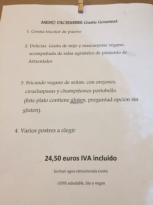 Current special menu at Gustu Bilbao in Bilbao