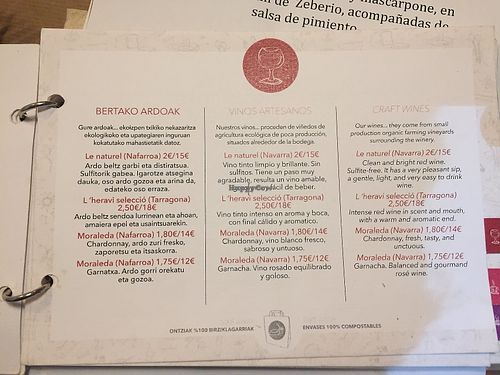 Menu at Gustu Bilbao in Bilbao