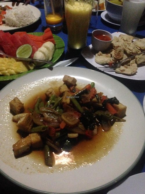Fried vegetables and tempeh at Gili Air Santay Bungalow and Restaurant in 