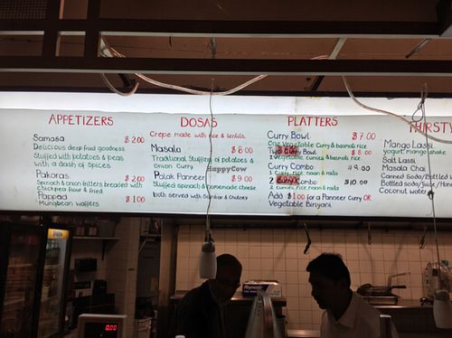 menu at Indian Express in Washington