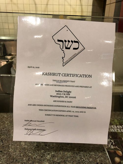 Now with Kosher verification!  at Indian Express in Washington