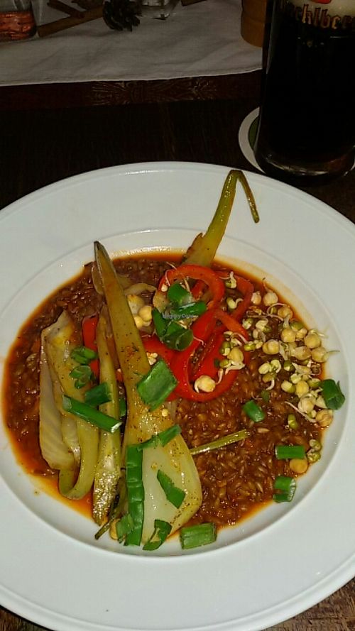 Waldstaudenrisotto mit glasiertem Fenchel.  at Bio-Wirtshaus Zum Fliegerbauer on Stelzlhof in Passau