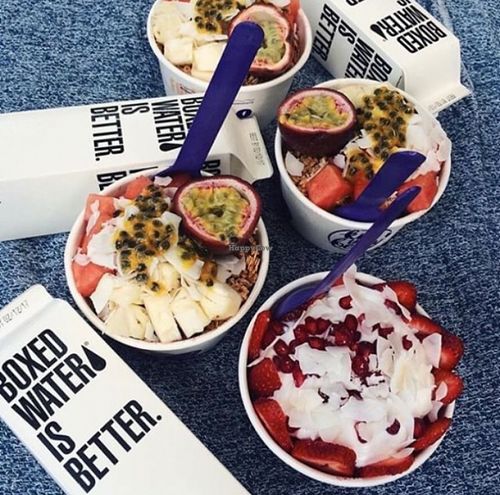 Acai bowls and boxed water at Kiss the Berry - Brisbane City in Brisbane