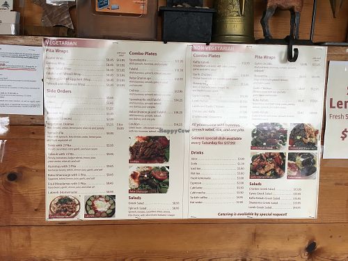 Vegetarian Menu to the right which includes vegan items.  at Paprika Cafe in Monterey