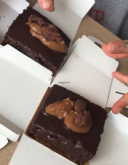 choco toffee (dulce de leche) cake at Sablee Pasteleria Vegana in Buenos Aires