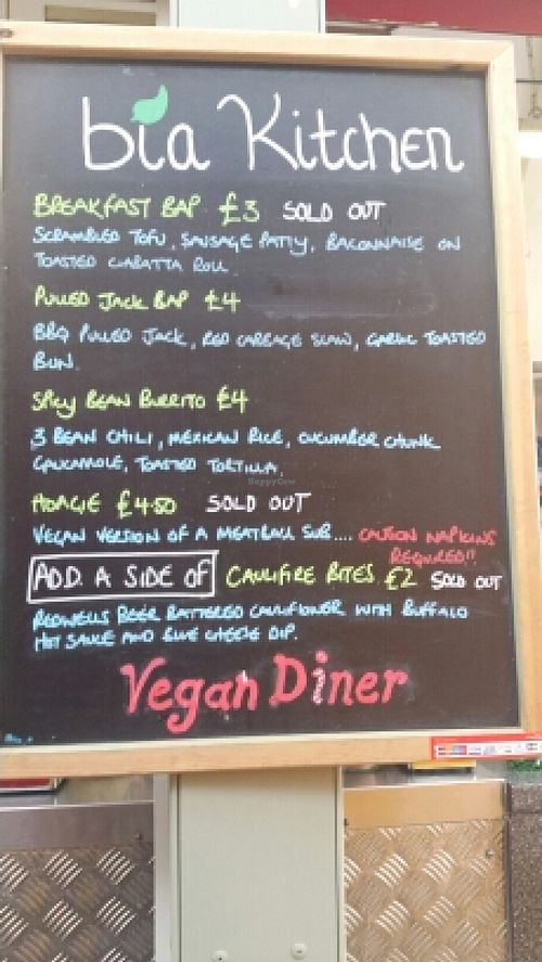 menu at Bia Kitchen Vegan Diner - Food Stall in Norwich