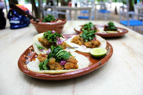 Vegan tacos with chickpea and sweet potato curry at Charly's Vegan Tacos - Food Truck in Tulum