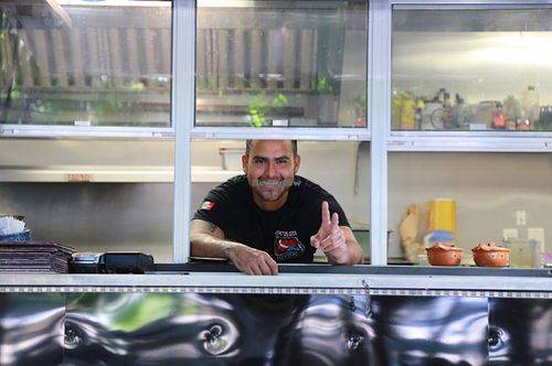 the man behind the best tacos!  at Charly's Vegan Tacos - Food Truck in Tulum