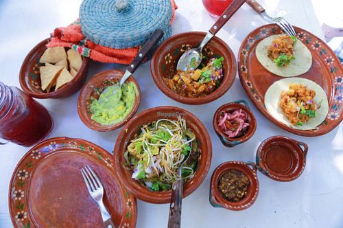 taco bowls, the best corn tortillas, guac, salsa, hibiscus drinks  at Charly's Vegan Tacos - Food Truck in Tulum