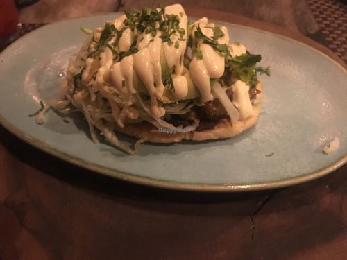 Vegan huarache! at Charly's Vegan Tacos - Food Truck in Tulum