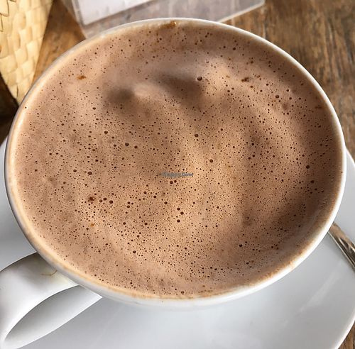 vegan hot chocolate, 85%, with soymilk at Eden Cafe in Canggu