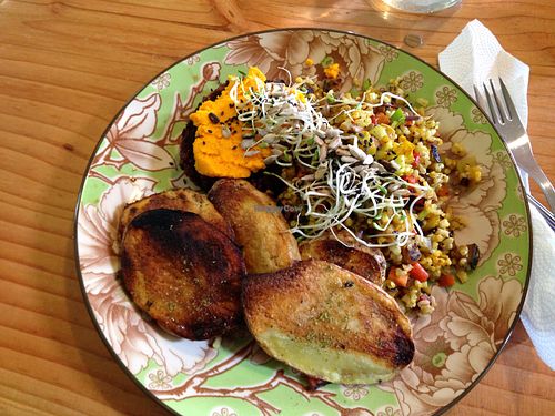 Burger (comes without bread) at Curcuma in El Chalten