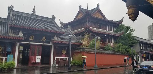 Restaurant entrance at Wenshu Temple Restaurant 心香 in Chengdu