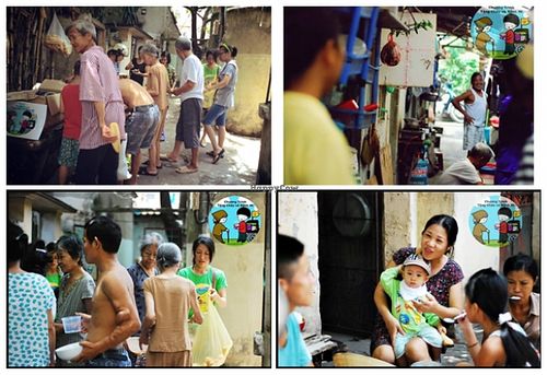 their charity team gives to poor people in HN their healthy vegan dishes at Xuong Vegan - Atelier Vegan in Hanoi