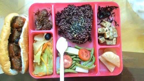 Lunch box with delicious chickpea falafel banhmi! at Xuong Vegan - Atelier Vegan in Hanoi