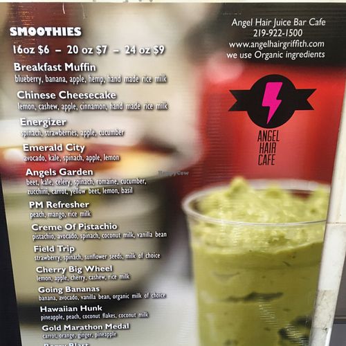 amazing smoothies! at Angel Hair Cafe/Salon in Griffith