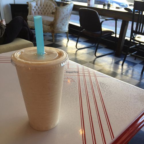 Chinese Cheesecake smoothie w cashew, apple & homemade rice milk at Angel Hair Cafe/Salon in Griffith