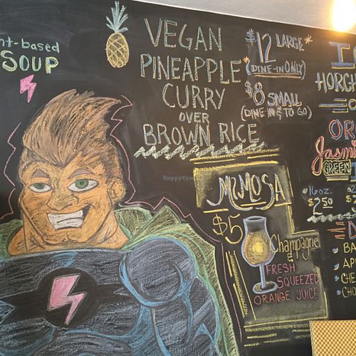 fun chalk board menu at Angel Hair Cafe/Salon in Griffith