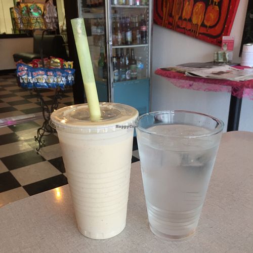 vegan Captain Crunch smoothie choose almond, coconut or rice milk at Angel Hair Cafe/Salon in Griffith