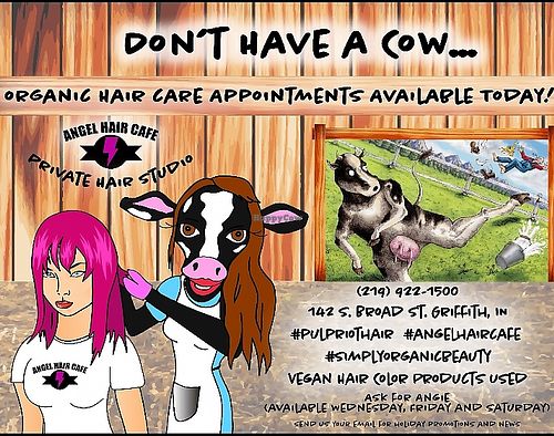 Vegan hair products at Angel Hair Cafe/Salon in Griffith