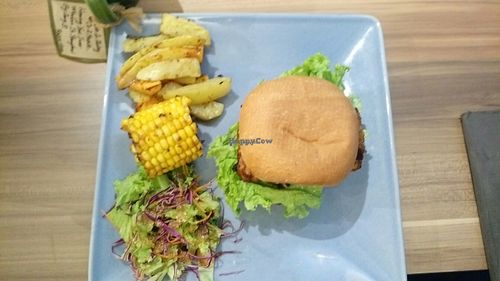 tempeh burger at Seeds Garden Bistro in Malacca