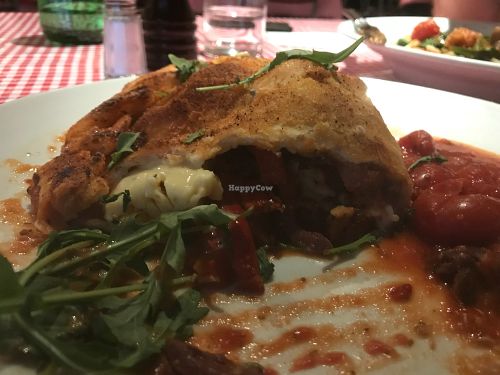 Vegan calzone at Farelli's Trattoria in Queenstown