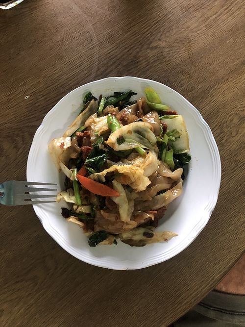 Stir fried noodles with vegetables  at Noo Vegan Food - หนูอาหารเจ บขส in Chanthaburi