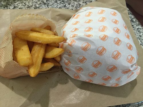 Vegan Burger and Chips at Burger Edge - Indooroopilly in Brisbane