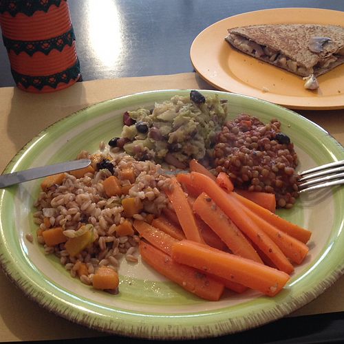 lentils ";dhal";, spelt with vegetables, carrots, canna gr at La Pida e Companatico in Cesena