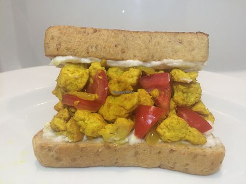 Scramble v-egg sandwich. Simply comforting  at Green Bar in Makati