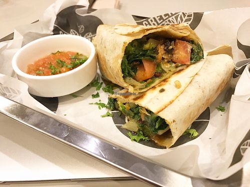 cheeky chickun wrap, spicy!  one of the specials  at Green Bar in Makati