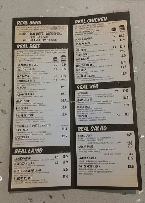 take away menu at Burger Edge - Queens Plaza in Brisbane