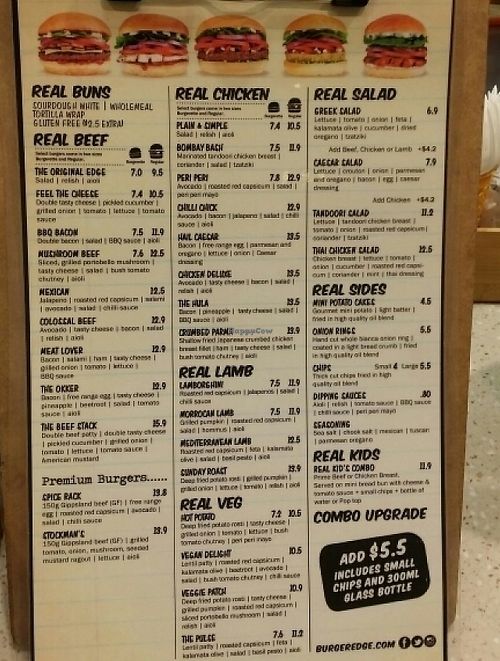 clip board menu at Burger Edge - Queens Plaza in Brisbane