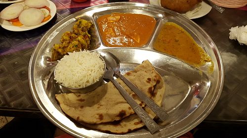 Veg thali (vegan version) at Nepali & Indian Only Vegetarian in Yangon