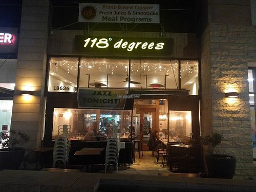 storefront at night at 118 Degrees in Tarzana
