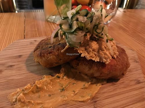 Crab cakes  at The Butcher's Daughter in Venice