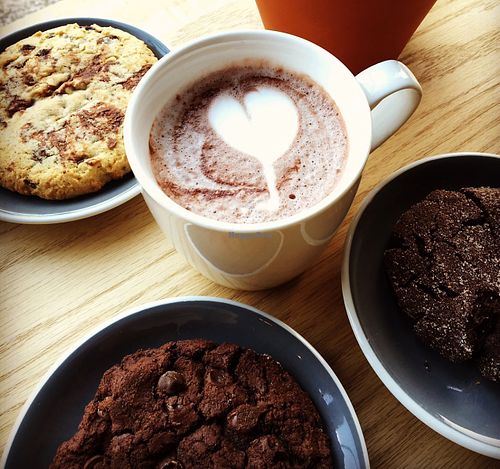 Sweet or Spicy Hot Chocolate. Homemade cookies. at Routine in Brooklyn