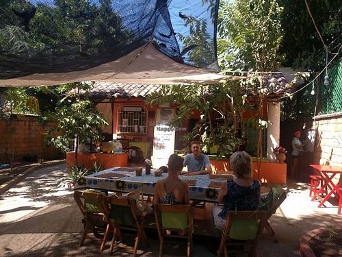 Lunch in the courtyard. Very relaxing! at Casita Ecovegana de Zihuatanejo Cooperativa in Zihuatanejo