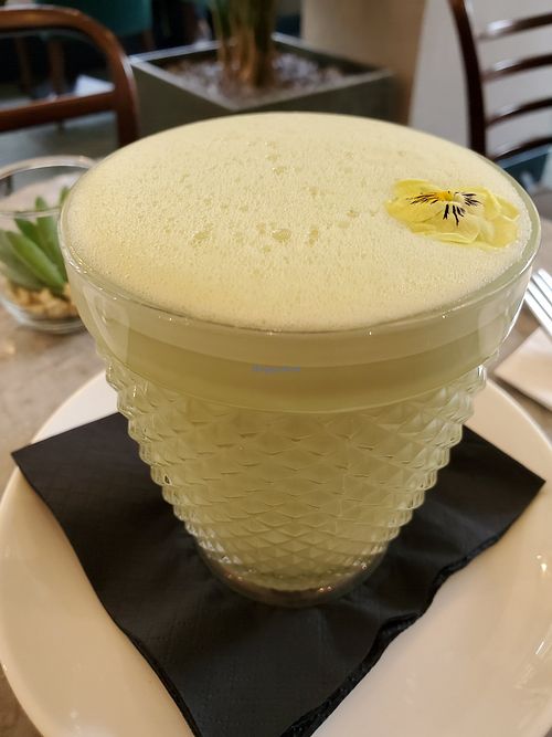 Matcha latte with coconut milk at Redemption - Shoreditch in East London