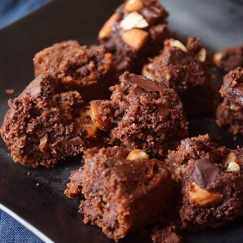 2 vegan brownies from Lingua World Cafe (this was served at home, not at the cafe, but these are the brownies).  at Lingua World Cafe in Osaka