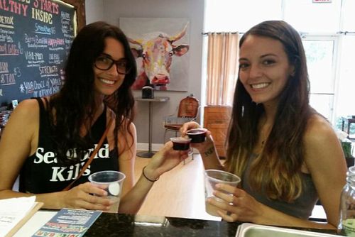 taking beet shots!  at Affordable Healthcare Juice Bar in Bluffton