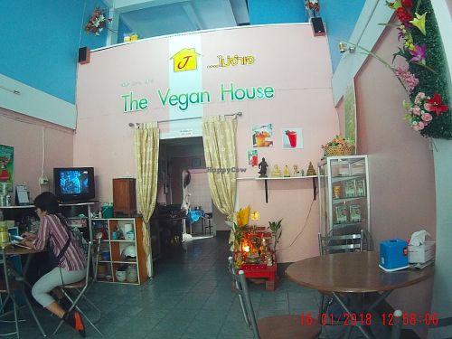 Inside the restaurant at Vegan House in Chanthaburi
